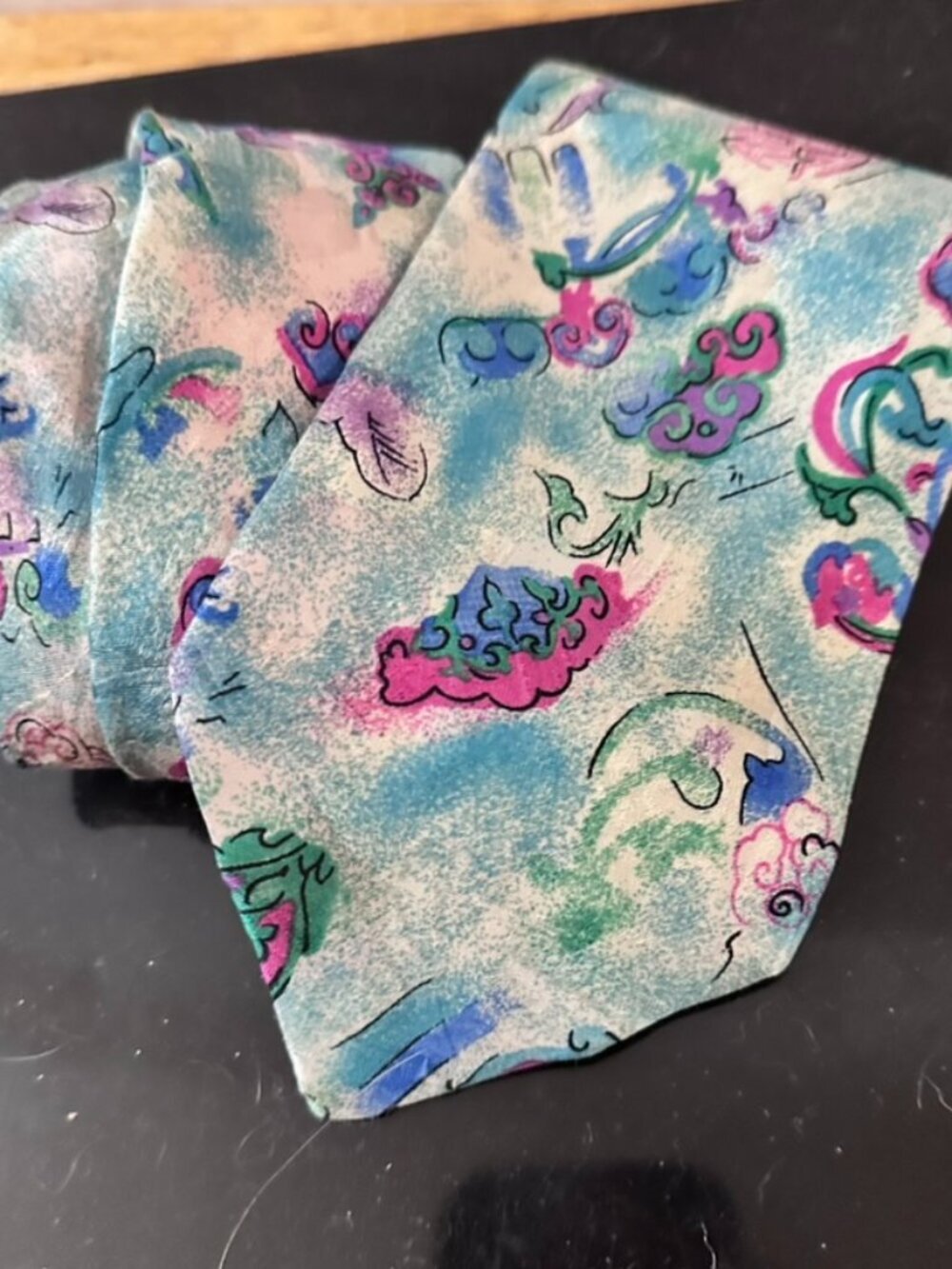 Vitaliano Pancaldi Silk Tie Mens Neckwear Floral Painterly Pastel Blue